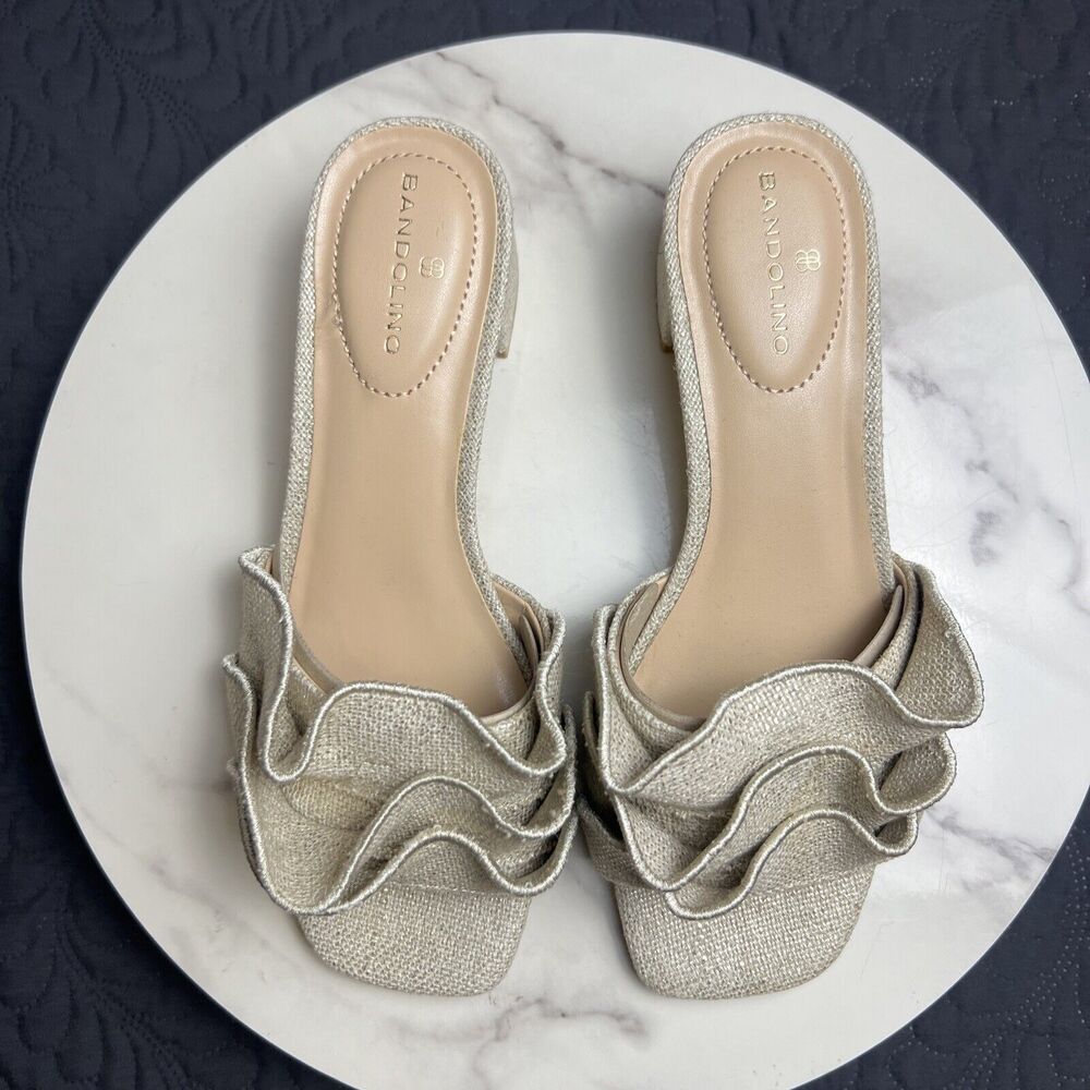 Bandolino Rista Silver Metallic Textile Sandal SZ 5.5M Cute Chic Petit Feet Girl